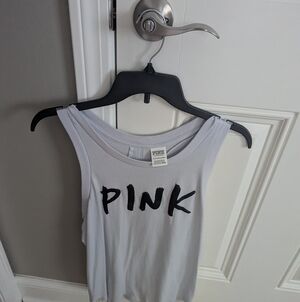 PINK Victoria's Secret White Tank Light Blue Xs